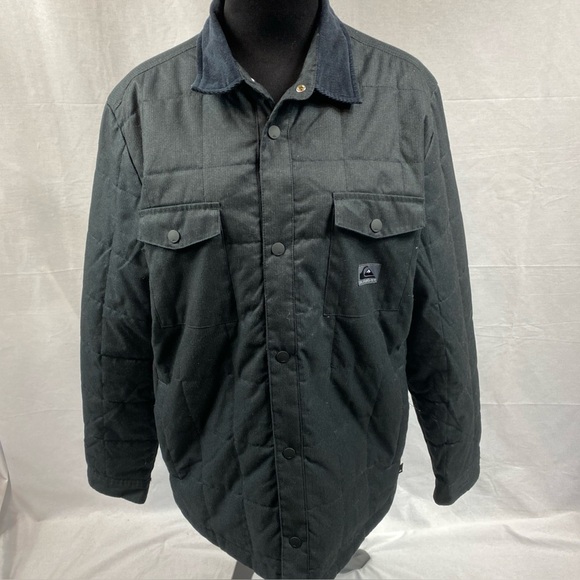 Quicksilver Quilted Jacket Mens Trucker Puffer Boardriding Black Medium Corduroy - Picture 1 of 9